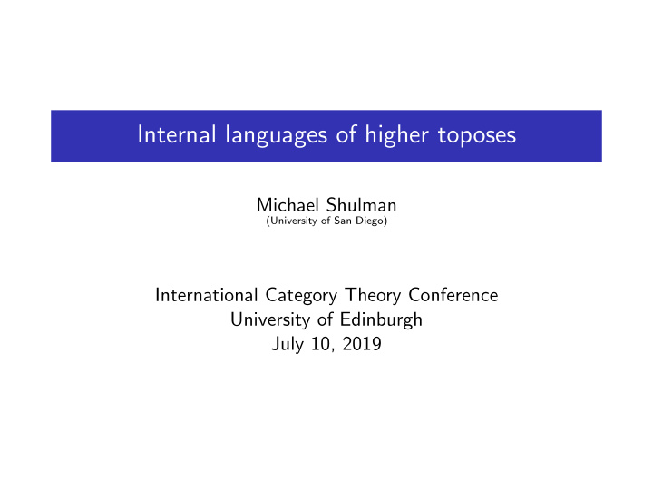 internal languages of higher toposes