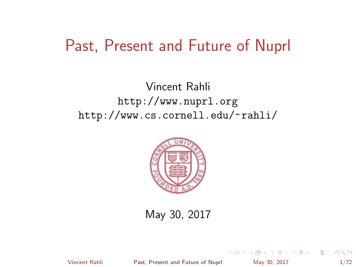 past present and future of nuprl