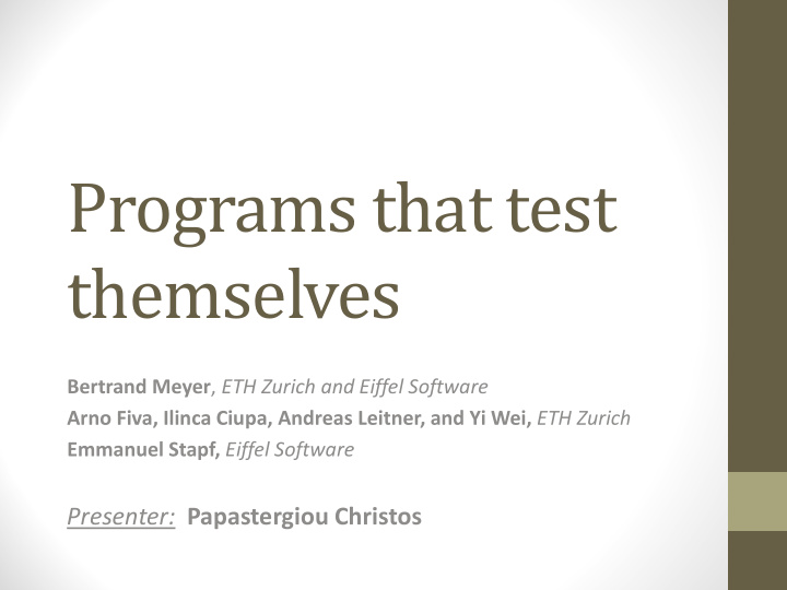programs that test themselves