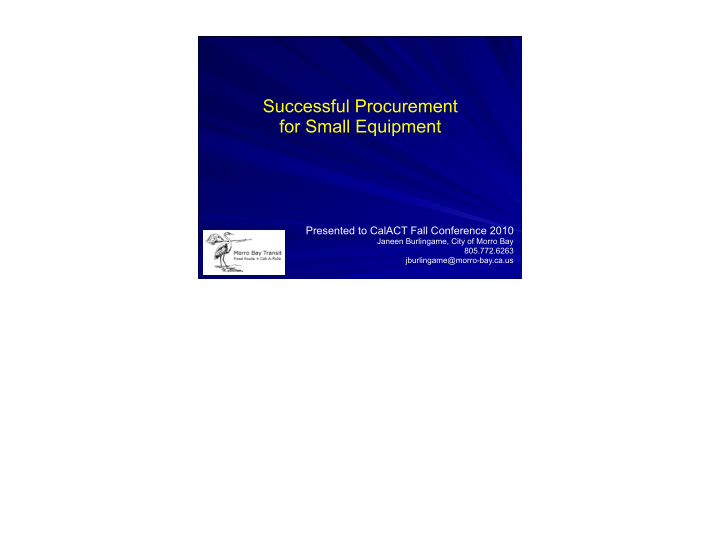 successful procurement for small equipment
