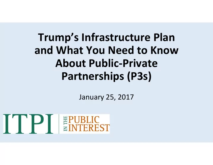 trump s infrastructure plan and what you need to know