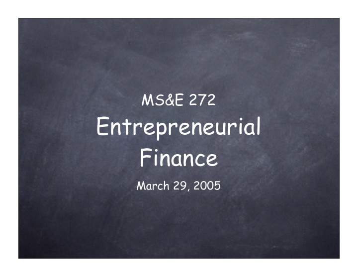 entrepreneurial finance