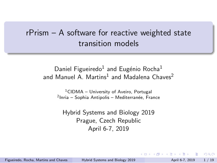 rprism a software for reactive weighted state transition
