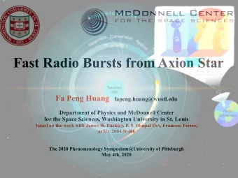 Fast Radio Bursts from Axion Star Fa Peng Huang fapeng.huang@wustl.edu  Department of Physics and