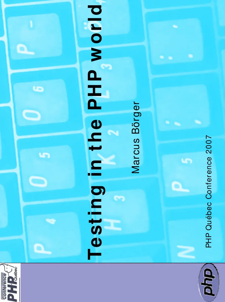 testing in the php w orld