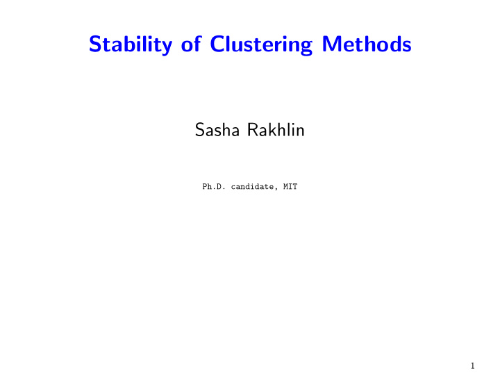 stability of clustering methods