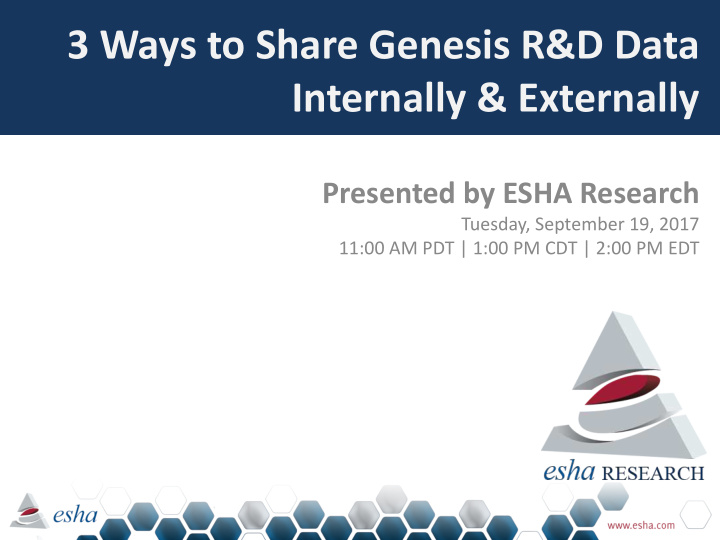 3 ways to share genesis r d data internally externally
