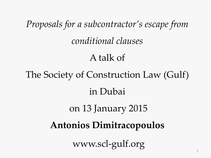 proposals for a subcontractor s escape from