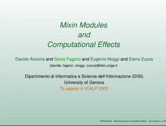 Mixin Modules  and  Computational Effects  Davide Ancona and Sonia Fagorzi and Eugenio Moggi and