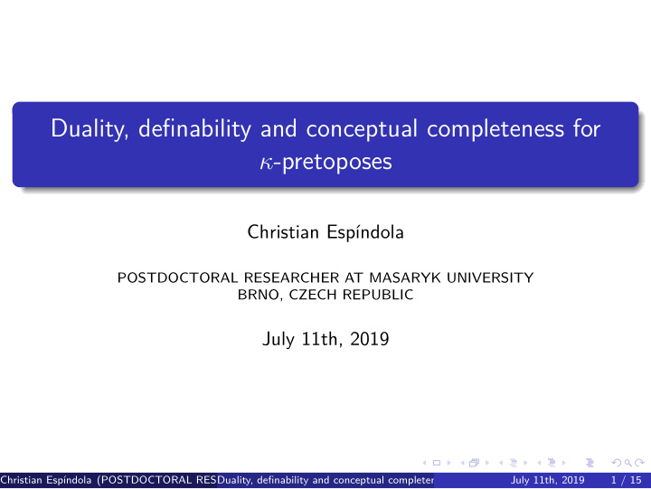 duality definability and conceptual completeness for