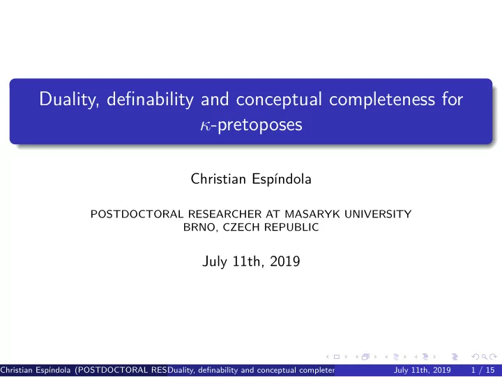 duality definability and conceptual completeness for