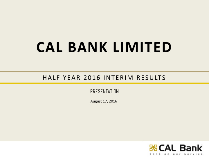 cal bank limited