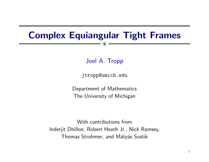 complex equiangular tight frames