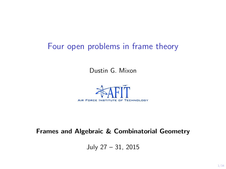four open problems in frame theory