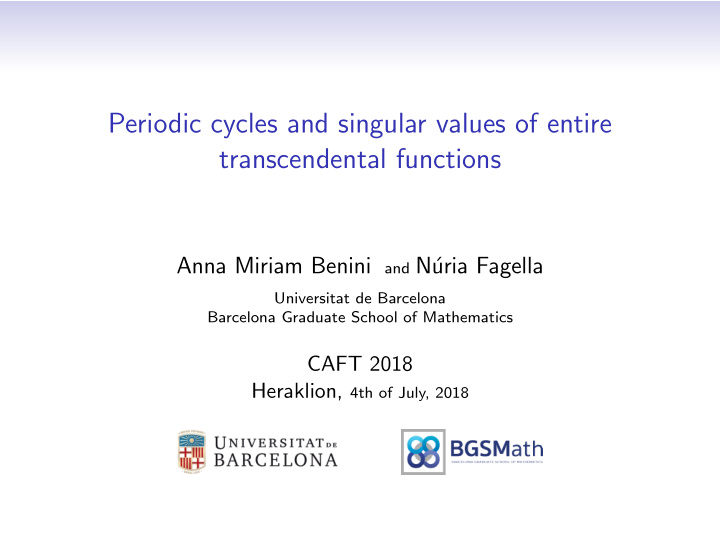 periodic cycles and singular values of entire