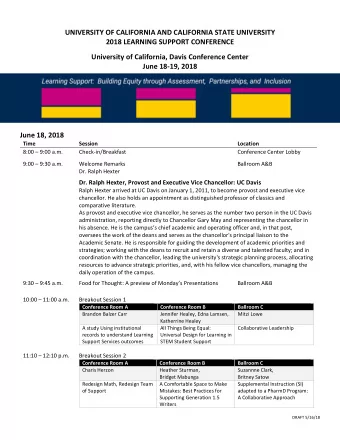 UNIVERSITY OF CALIFORNIA AND CALIFORNIA STATE UNIVERSITY 2018 LEARNING SUPPORT CONFERENCE