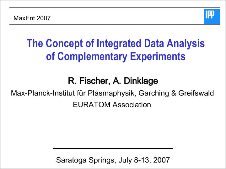 the concept of integrated data analysis of complementary
