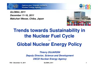 Trends towards Sustainability in  the Nuclear Fuel Cycle  ---  Global Nuclear Energy Policy
