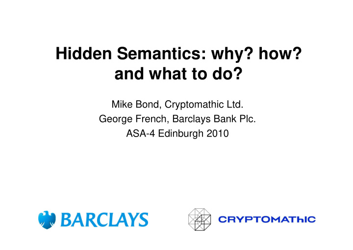 hidden semantics why how and what to do