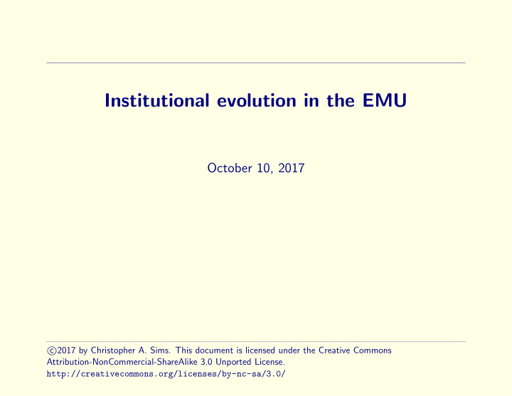 institutional evolution in the emu