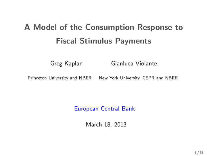 a model of the consumption response to fiscal stimulus
