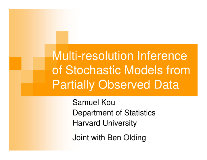 multi resolution inference of stochastic models from