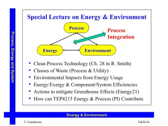 Special Lecture on Energy &amp; Environment  Process  Process  Process, Energy and System