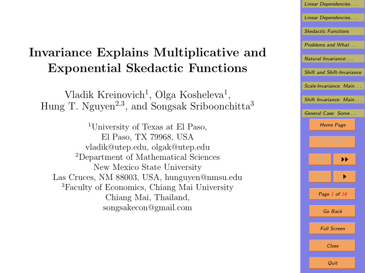 invariance explains multiplicative and