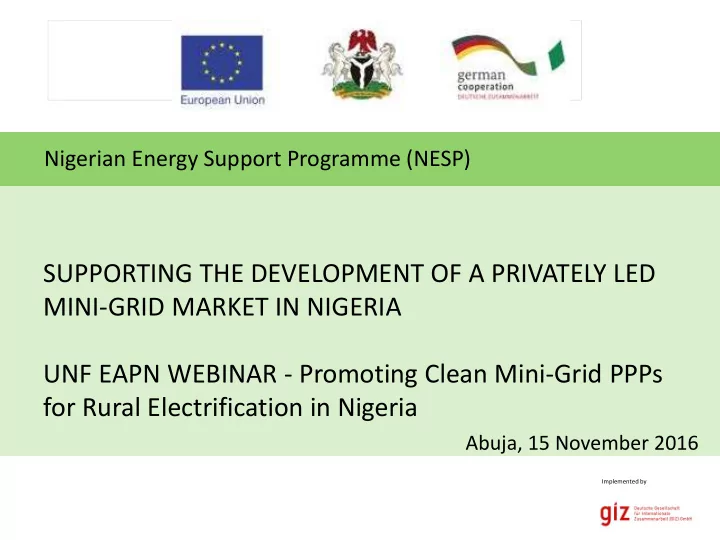 supporting the development of a privately led mini grid