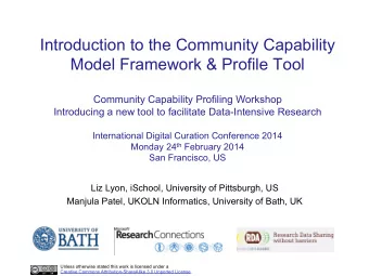 Introduction to the Community Capability  Model Framework &amp; Profile Tool  Community Capability