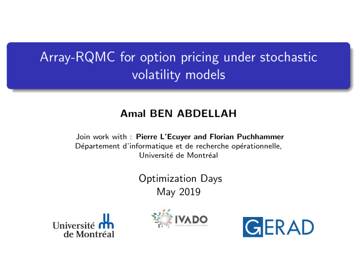 array rqmc for option pricing under stochastic volatility
