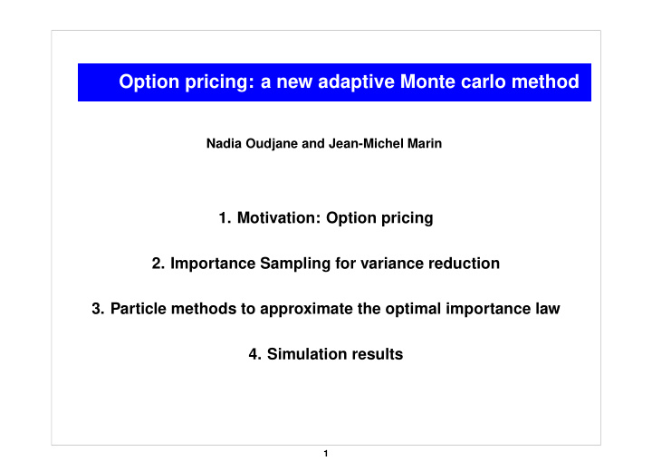 option pricing a new adaptive monte carlo method