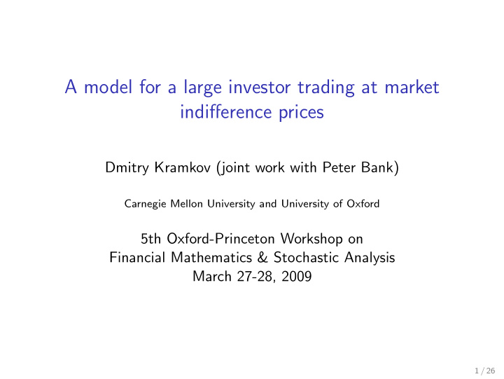 a model for a large investor trading at market