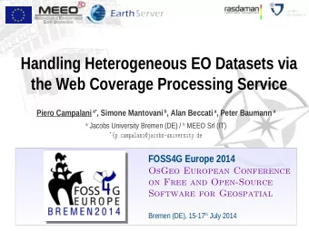 Handling Heterogeneous EO Datasets via  the Web Coverage Processing Service Piero Campalani a* ,