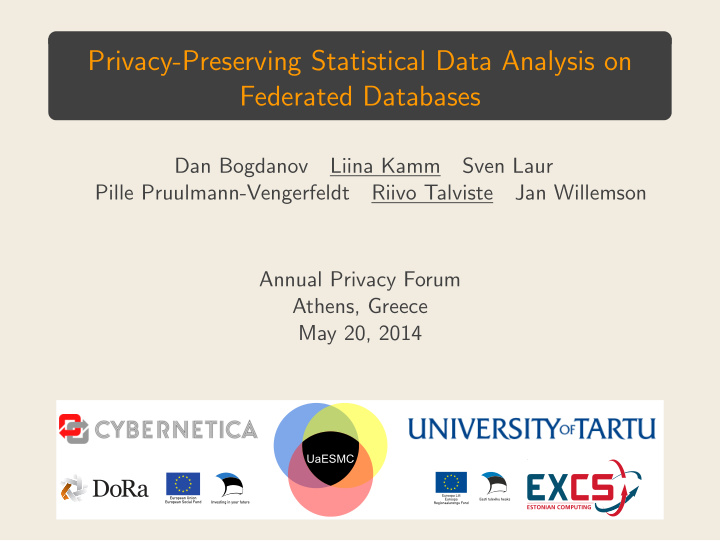 privacy preserving statistical data analysis on federated