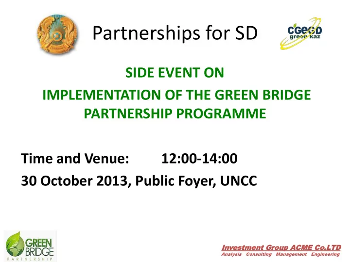partnerships for sd