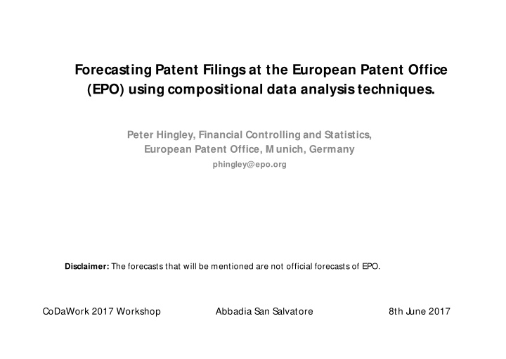 forecasting patent filings at the european patent office