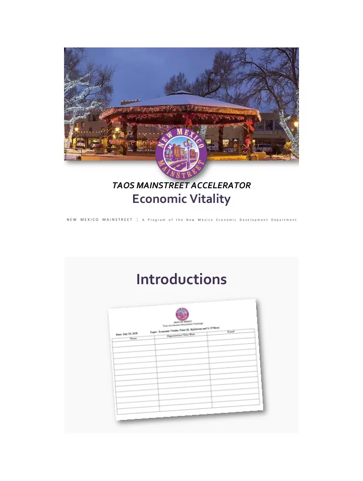 taos mainstreet accelerator economic vitality n e w m e x