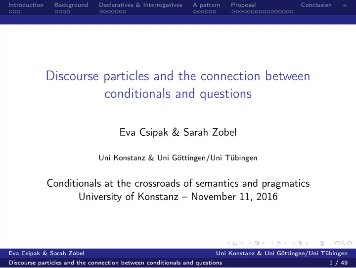 discourse particles and the connection between