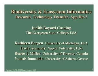Biodiversity &amp; Ecosystem Informatics  Biodiversity &amp; Ecosystem Informatics  Research,
