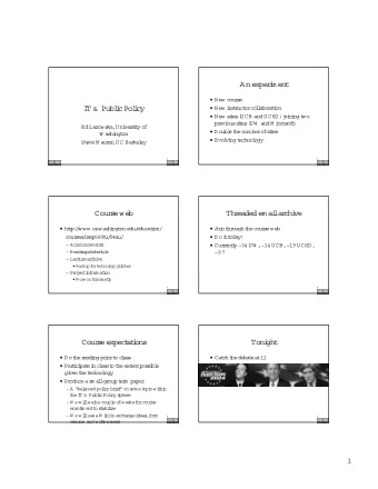 An  e  xpe  r  i  m e  nt   Ne  w  c  our  s  e  I  T  &amp;  Publ  i  c  Pol  i  cy   Ne  w