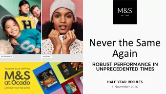 Again  SHOP HARRY POTTER  SHOP KNITWEAR  ROBUST PERFORMANCE IN  UNPRECEDENTED TIMES  HALF YEAR