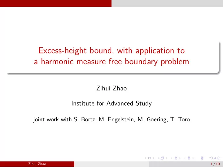 excess height bound with application to a harmonic