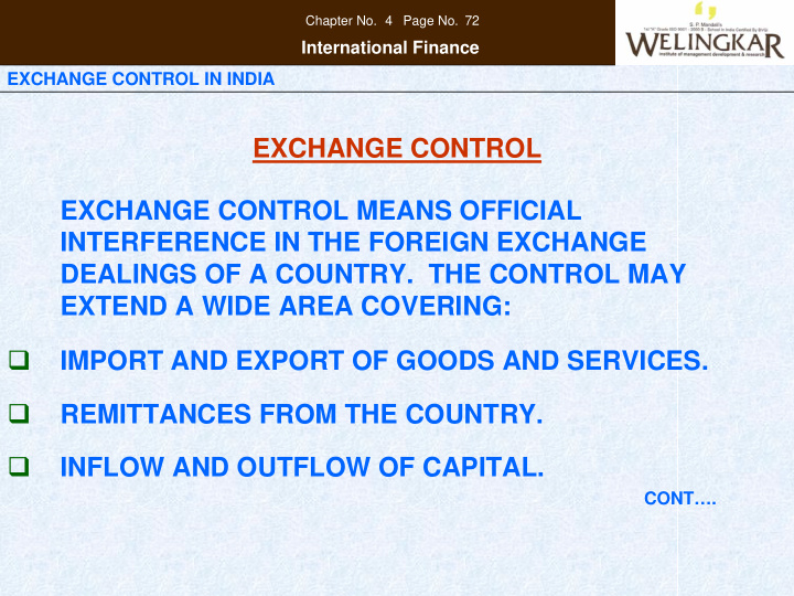 exchange control exchange control means official