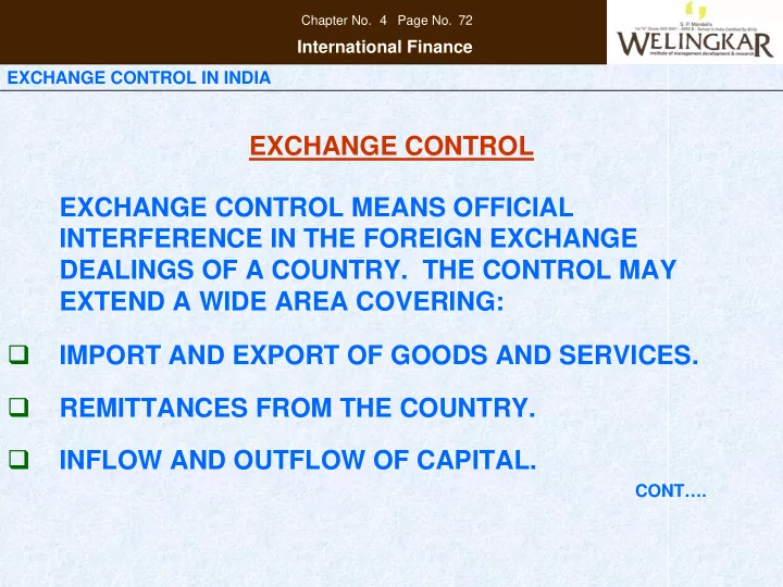 exchange control exchange control means official