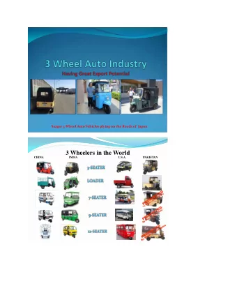 3 Wheelers in the World  CHINA                                   INDIA  U.S.A.