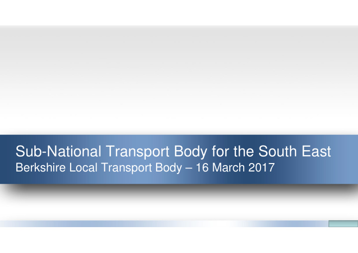 sub national transport body for the south east