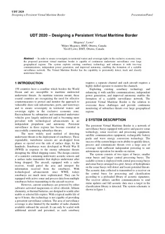 UDT 2020  Designing a Persistent Virtual Maritime Border Megeney 1 , Lowe 2 1 Hilary Megeney,