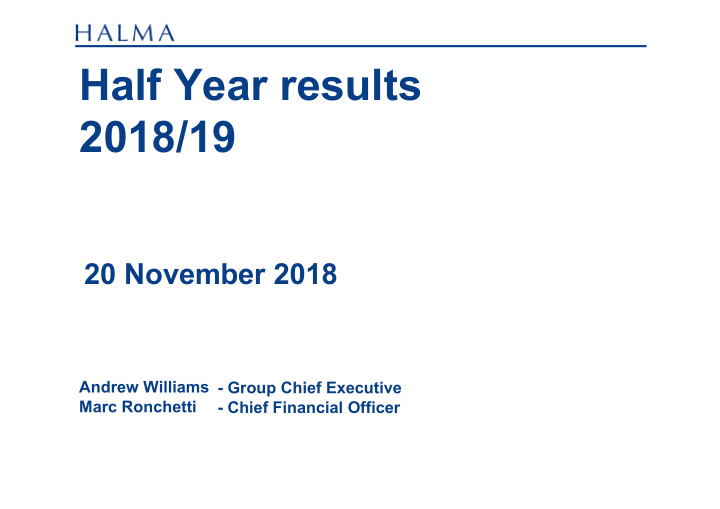 half year results 2018 19
