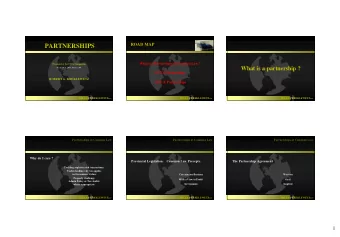 PARTNERSHIPS  What is a Partnership at Common Law ?  Presented at the CICA Symposium  What is a